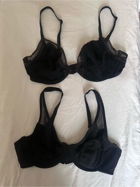Wacoal & Calvin Klein Unpadded Unlined lace bra bundle 34C Black